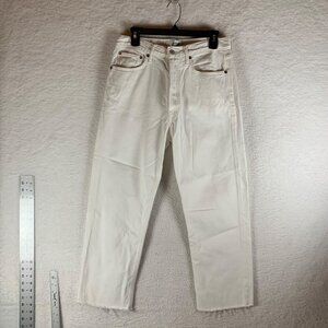 Agolde Women's High-Rise‎ Classic 90s Crop Straight-leg White Jeans Size 28 9572